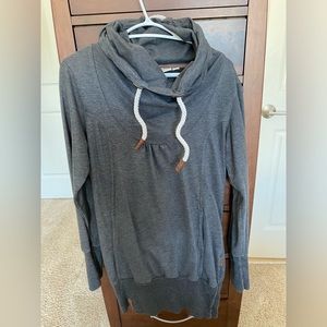 NAKETANO Women's Long Sleeve Hip Length Sweatshirt Dress w/ Kangaroo Pocket